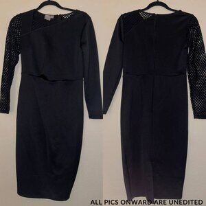 asos midi long sleeve black dress